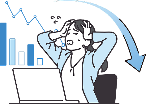 利益率が下がり頭を抱える女性