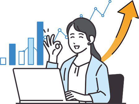 利益率が上がり喜ぶ女性