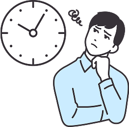時計を見てイライラする男性のイラスト