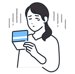通帳を見て落ち込む女性のイラスト
