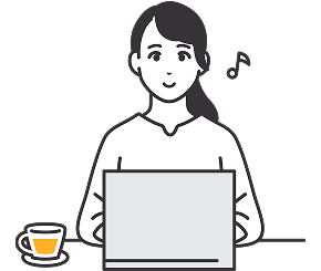 女性が快適にPCで仕事をしているイラスト